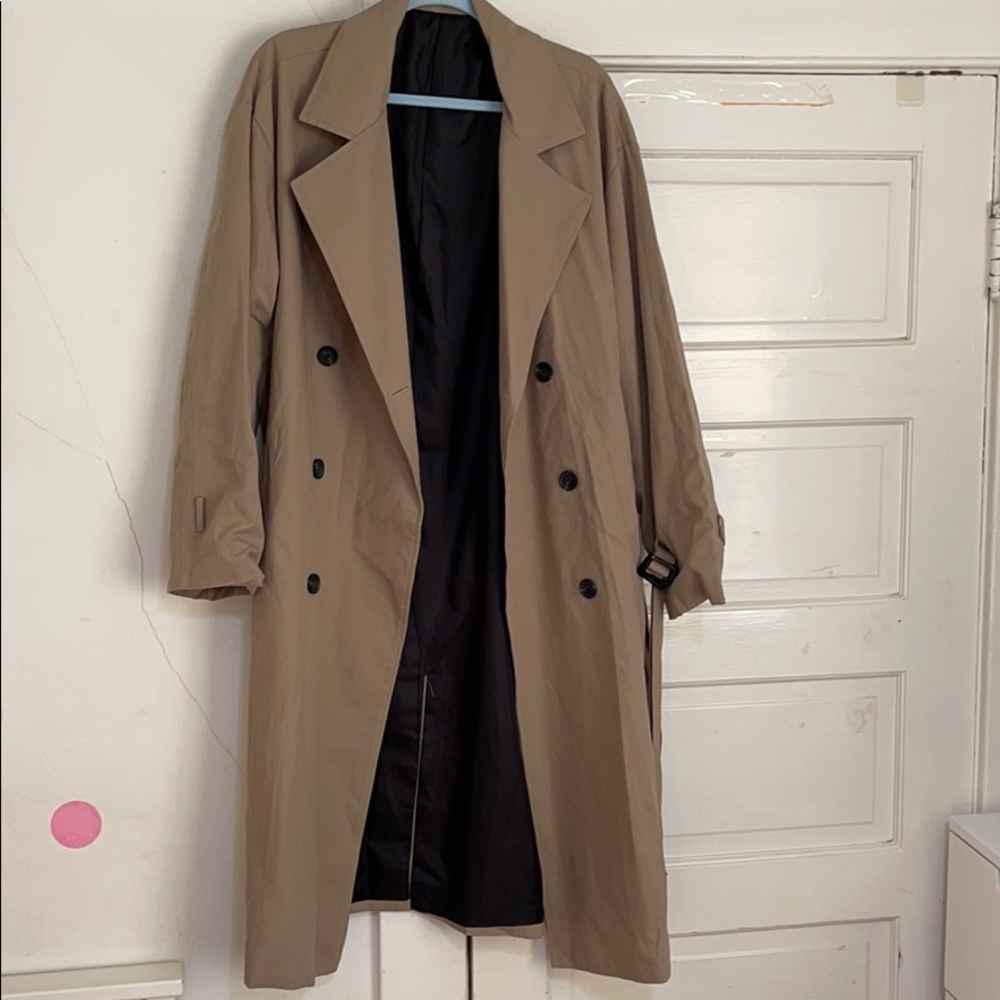 men’s long brown oversize trench coat